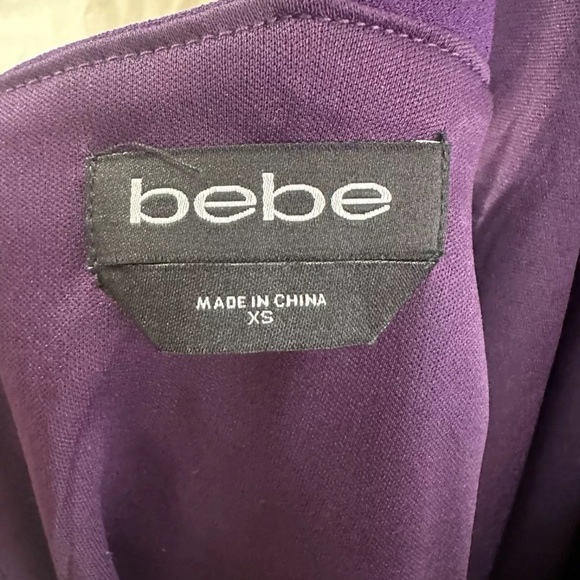 Bebe Dress Women’s XS Purple Mock Neck Strappy Crepe Dress NWT - Picture 5 of 7